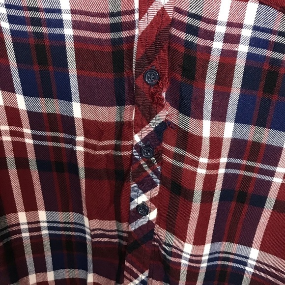 Pink Rose Red Plaid Long Sleeve Button Up Shirt - Picture 11 of 11